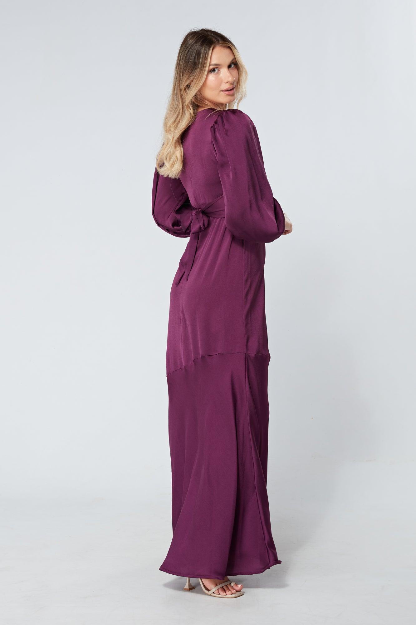 Long sleeve purple maxi dress best sale