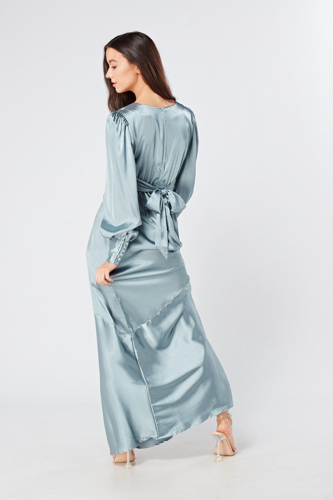 Long sleeve hotsell satin maxi