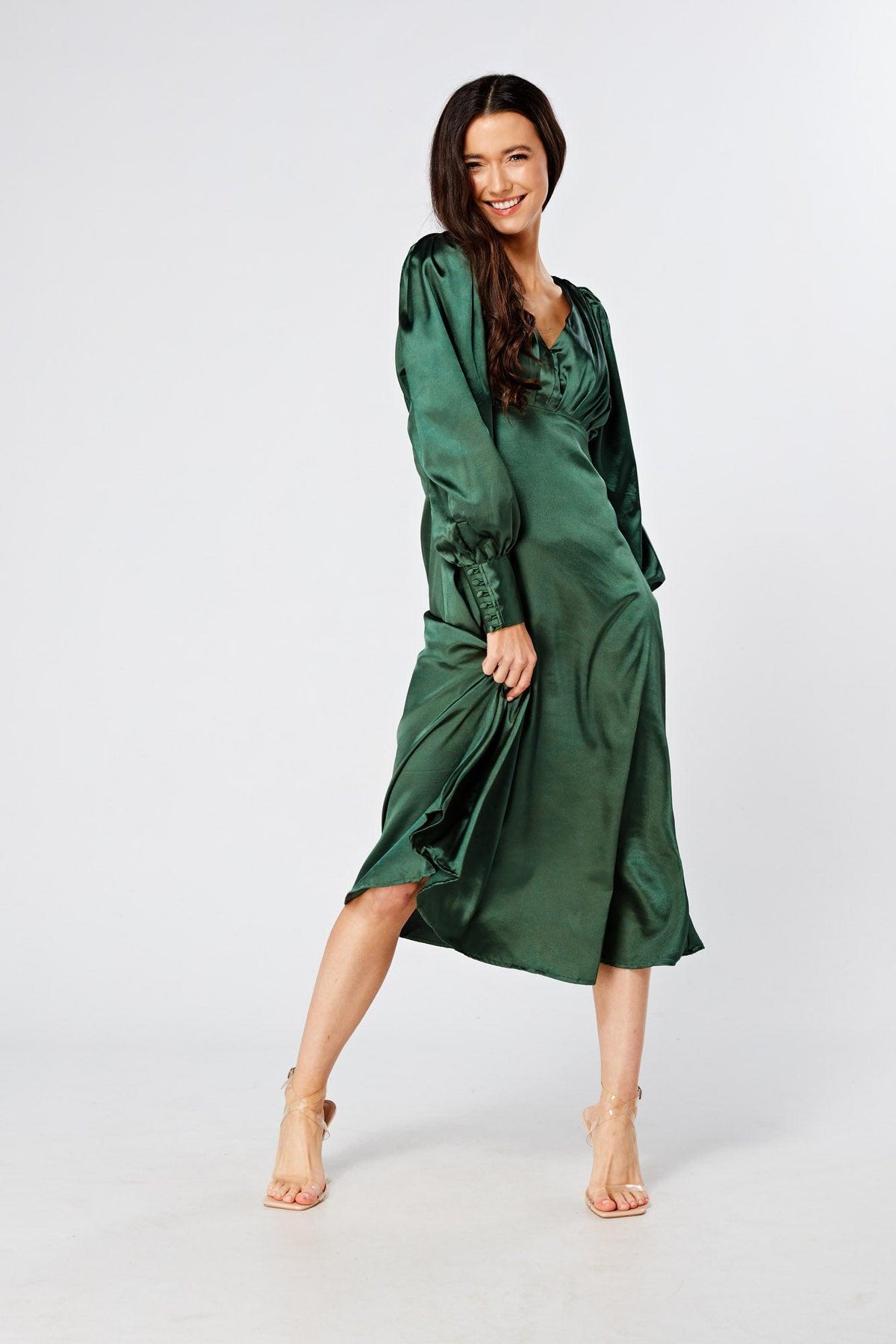 Jade green hotsell satin dress