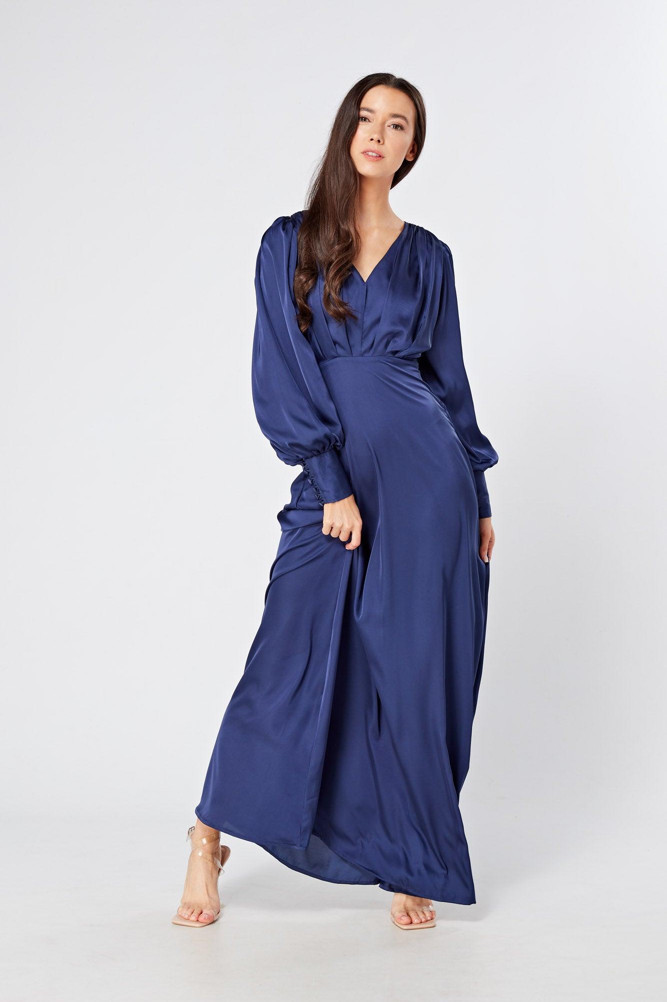 Long sleeve maxi outlet dress satin